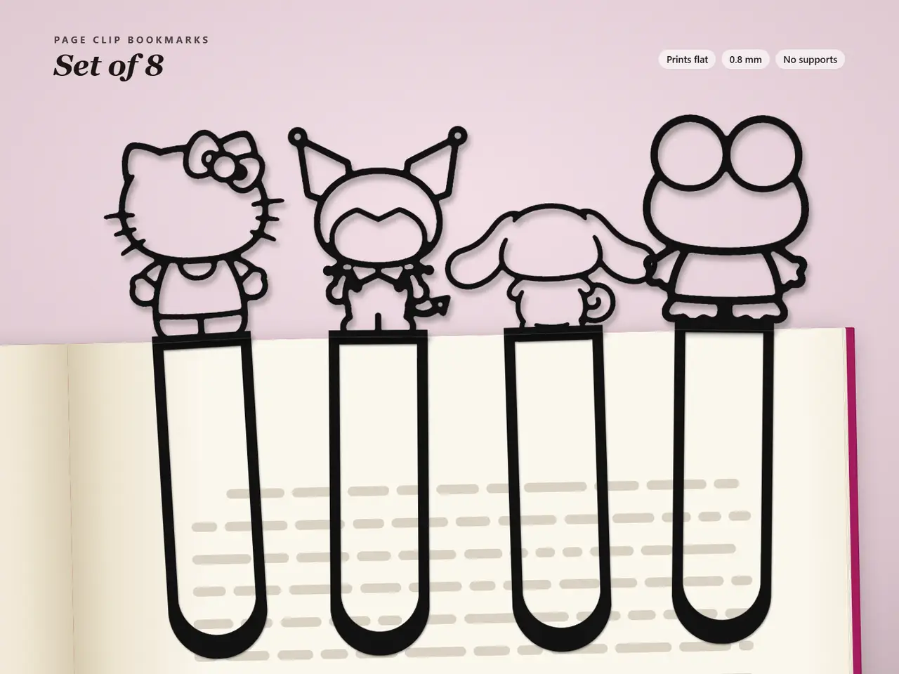 Sanrio Page Clip Bookmarks — Set of 8 — modelo 3D