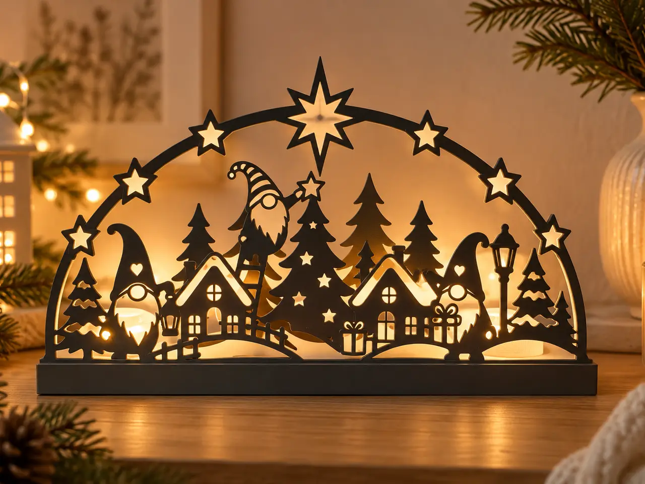 Weihnachtsdorf Lichterbogen mit Wichteln /Gnome — modelo 3D