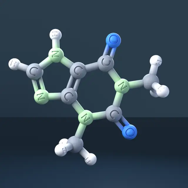 Theophylline 3D Molecular Model — CAS 58-55-9 — modelo 3D