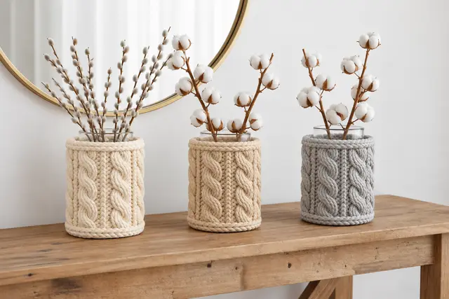 Cable Knit Basket Vase Sleeve — modelo 3D