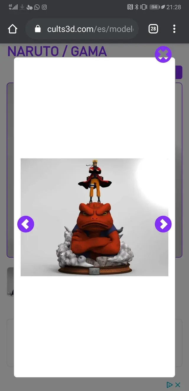 Naruto y Gamakichi — modelo 3D