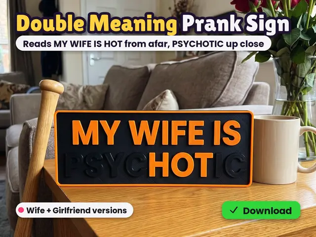 Wife/Girlfriend is PSYCHOTIC Double Meaning Sign — modelo 3D