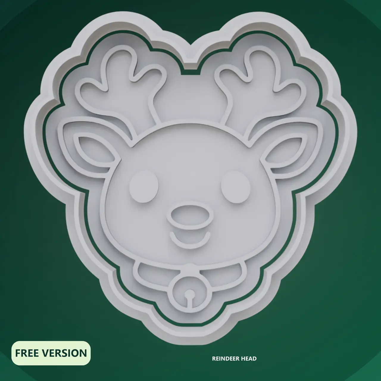 Christmas Reindeer Cookie Cutter STL – 3D Print Biscuit Mold — modelo 3D