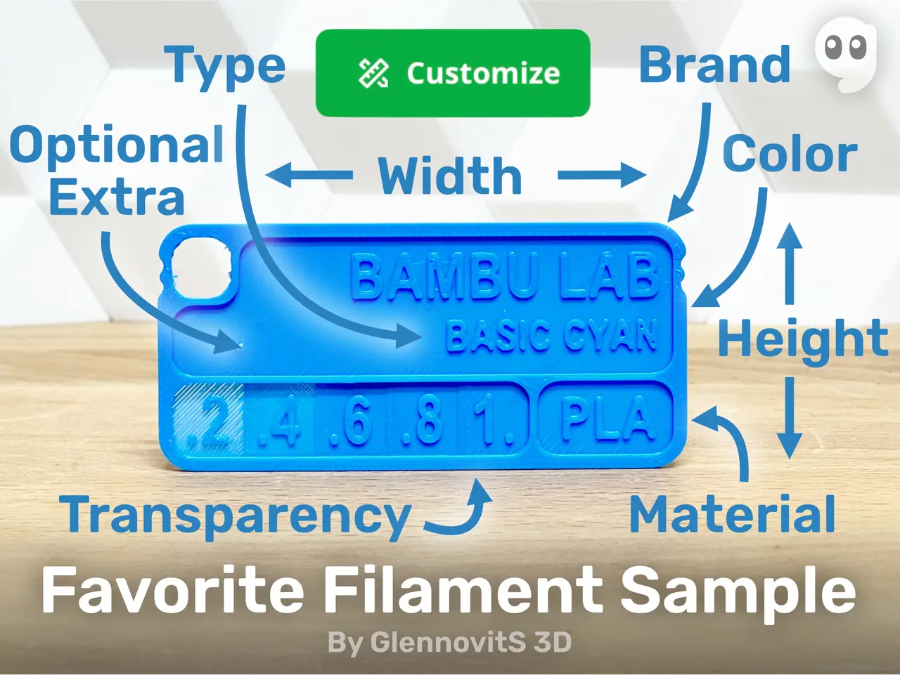 Favorite Filament Sample (Customize color swatch) — modelo 3D