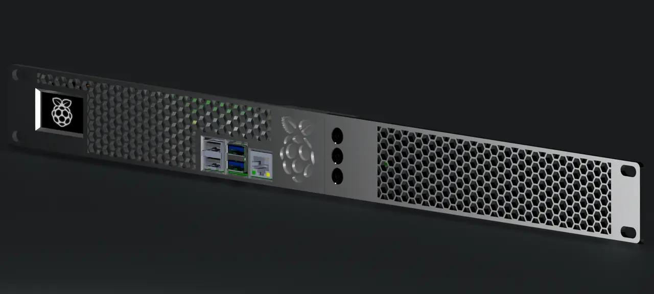 19" Raspberry Pi (3&4) Rackmount with 1.3" OLED Screen (Perfect for PiHole) — modelo 3D