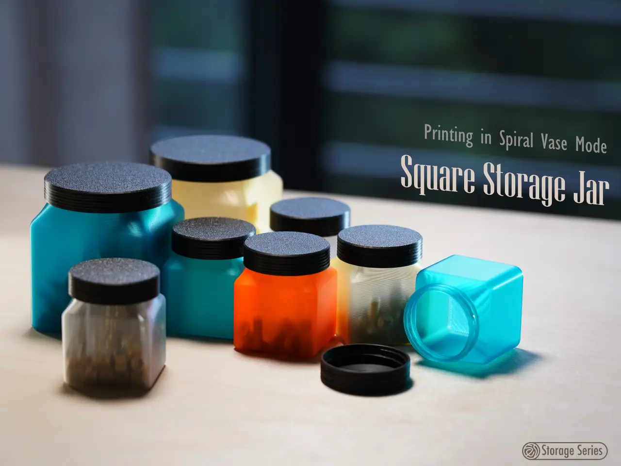 Clear Square Storage Jar|方形透明储物瓶|Bottle|container — modelo 3D