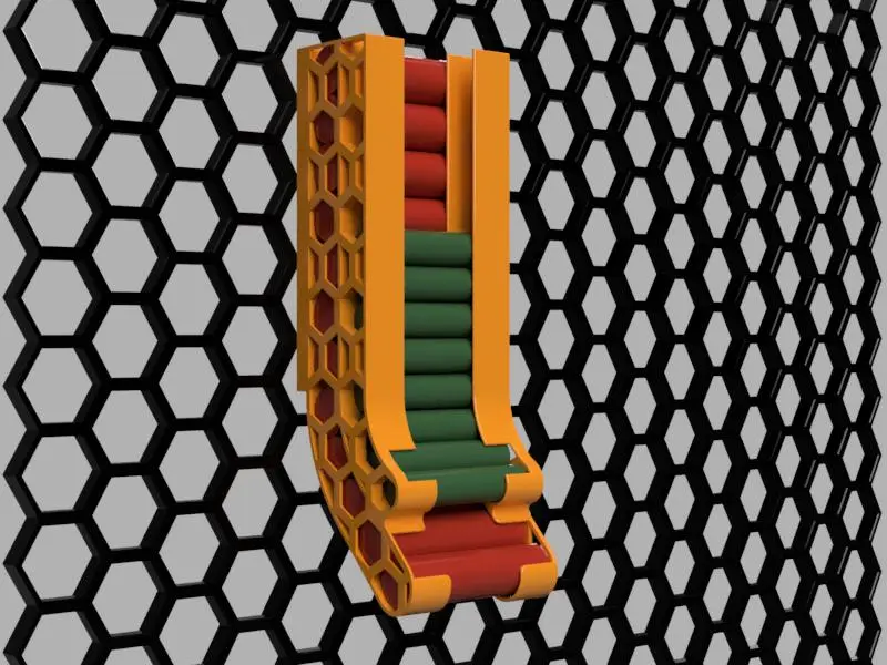 Battery holder for AA+AAA, honeycomb storage wall (HSW) — modelo 3D