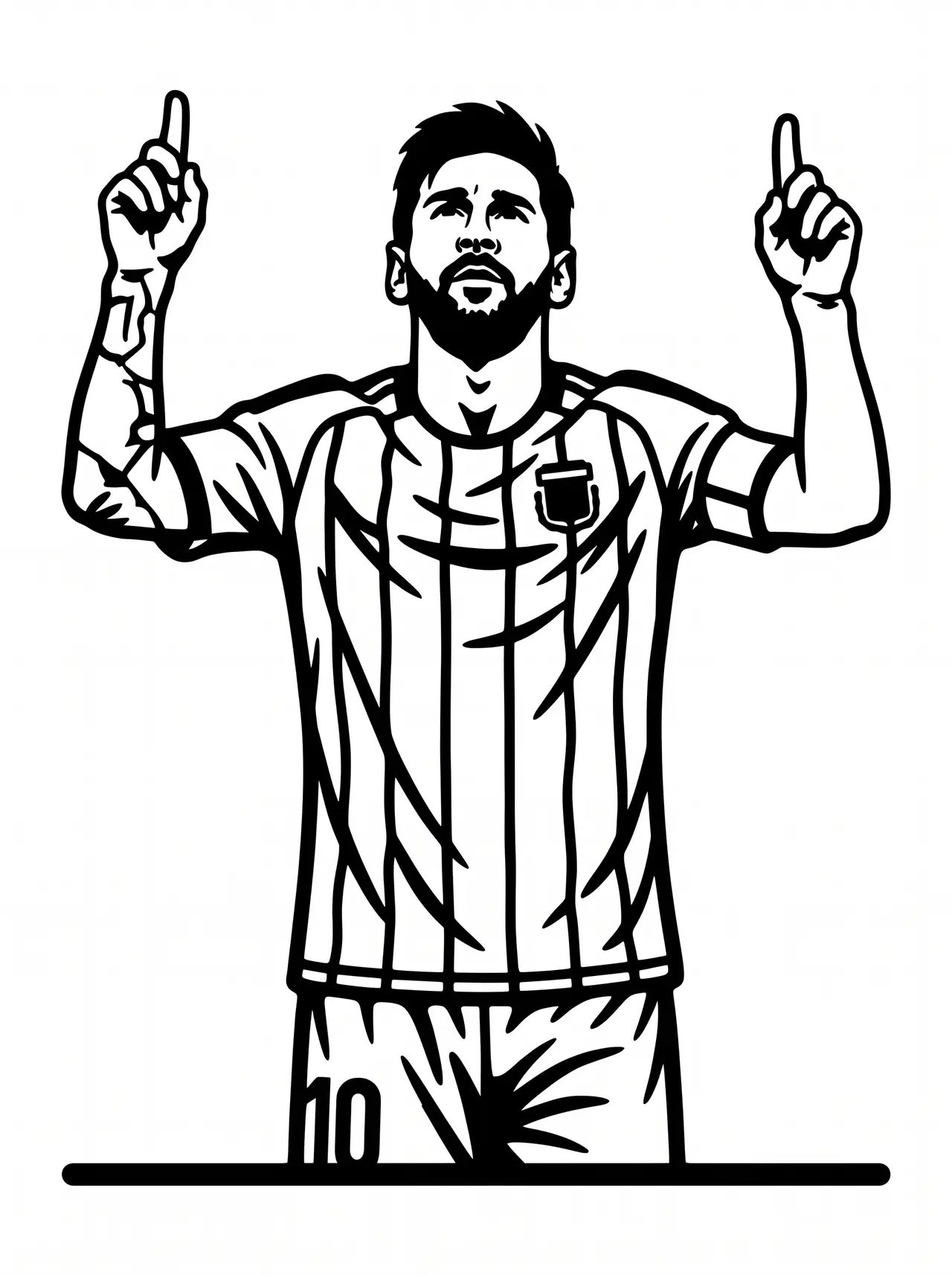 Lionel Messi Sky Pointing Celebration 2D Wall Art - Argentina Number 10 Football Silhouette Sign STL — modelo 3D