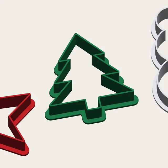 Christmas Cookie Cutters – Star, Tree and Snowman — modelo 3D