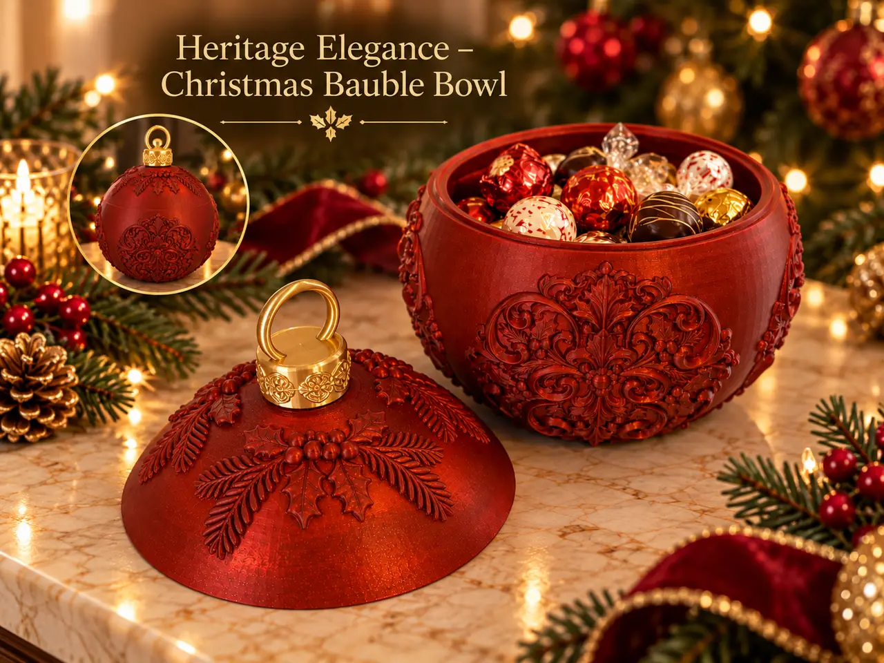 Heritage Elegance – Christmas Bauble Bowl — modelo 3D