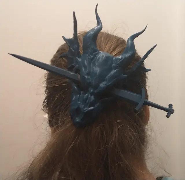 Dragon Skull Hair Pin — modelo 3D