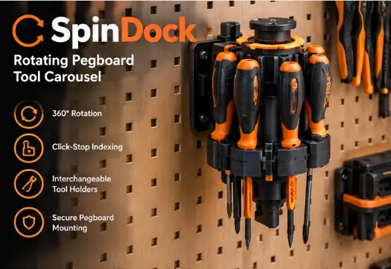 SpinDock – Rotating Pegboard Tool Carousel — modelo 3D