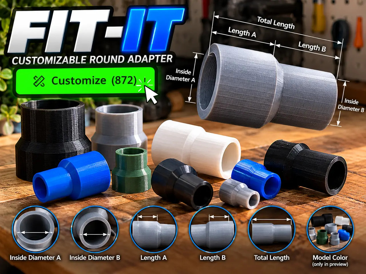 FIT-IT - Customizable Round Adapter — modelo 3D