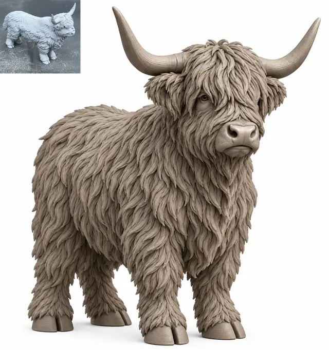 Highland Cattle Sculpture #2 — modelo 3D