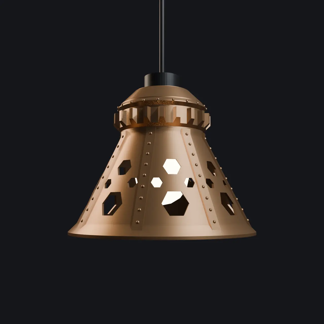 Industrial Funnel Lamp - Steampunk E27 Lamp Shade with Truss Table and Wall Stand — modelo 3D
