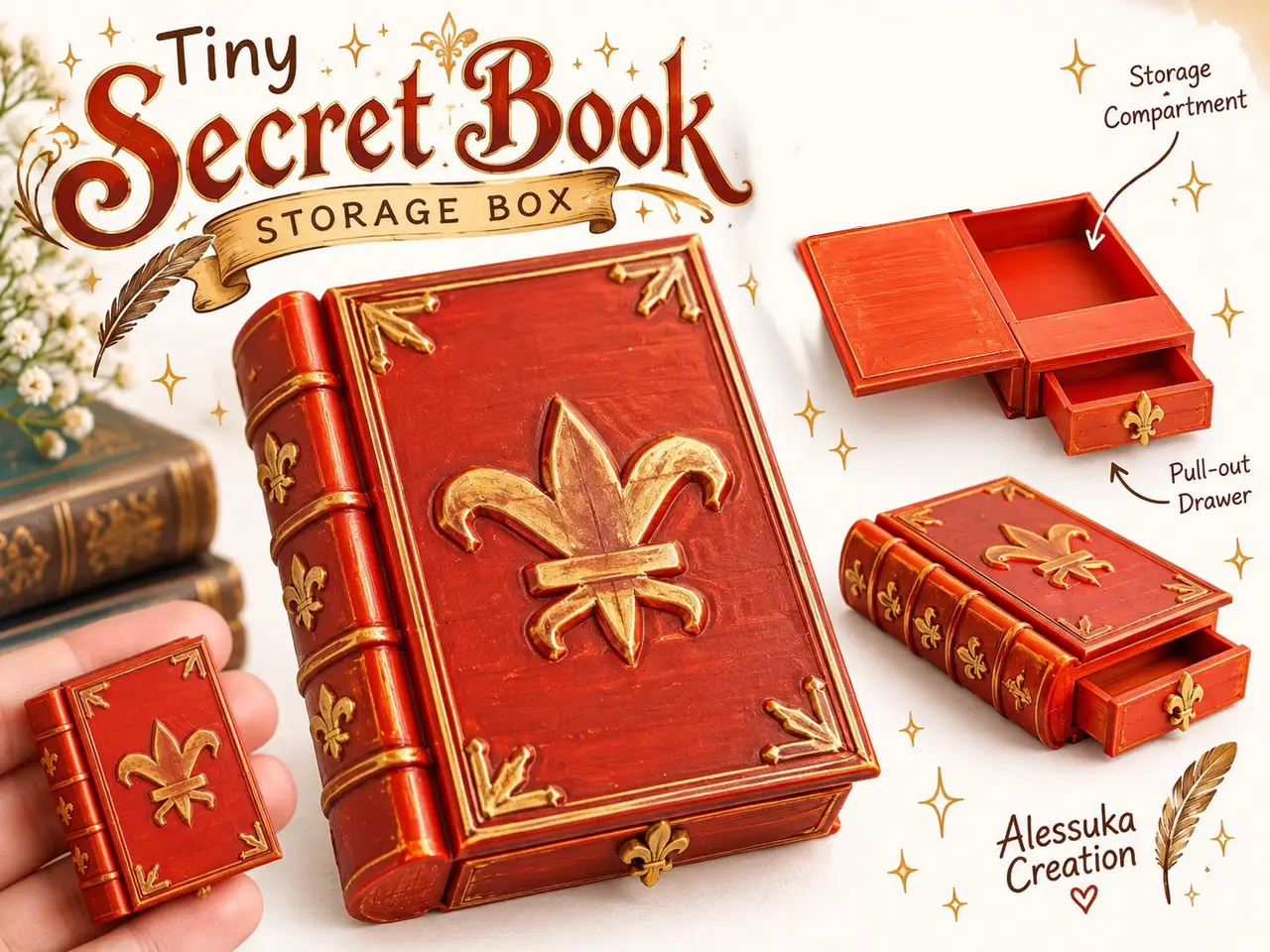 Tiny Secret Book Storage Box ( or keychain) — modelo 3D