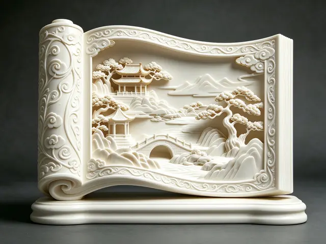 江南亭台山水画卷摆件 — modelo 3D