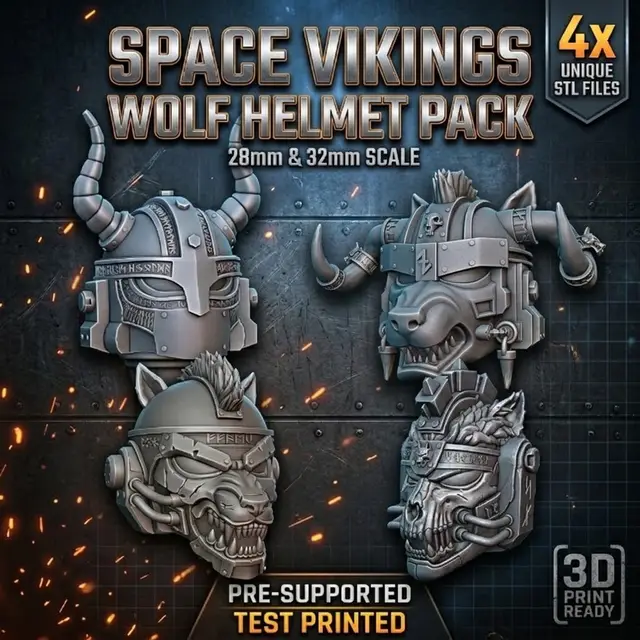Grimdark Power Armour Space Knight Helmet Pack — modelo 3D