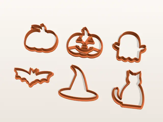 Halloween Cookie Cutters – 6 Pack: Pumpkin, Ghost, Bat, Witch Hat, Cat — modelo 3D