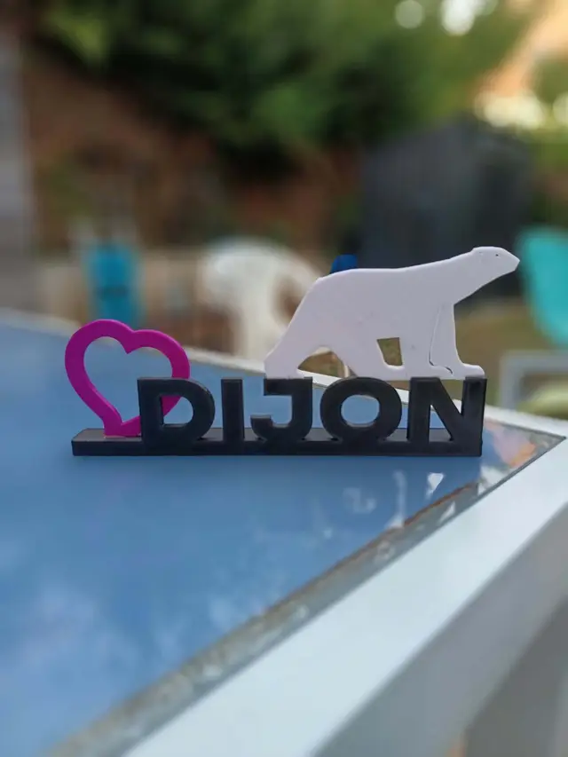 Dijon, Décor mural, ours Pompon et coeur — modelo 3D