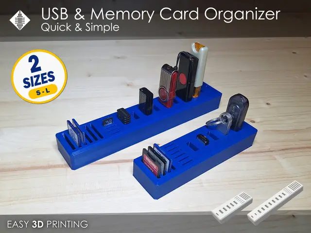USB & Memory Card Holder - Quick & Simple 2 Sizes — modelo 3D