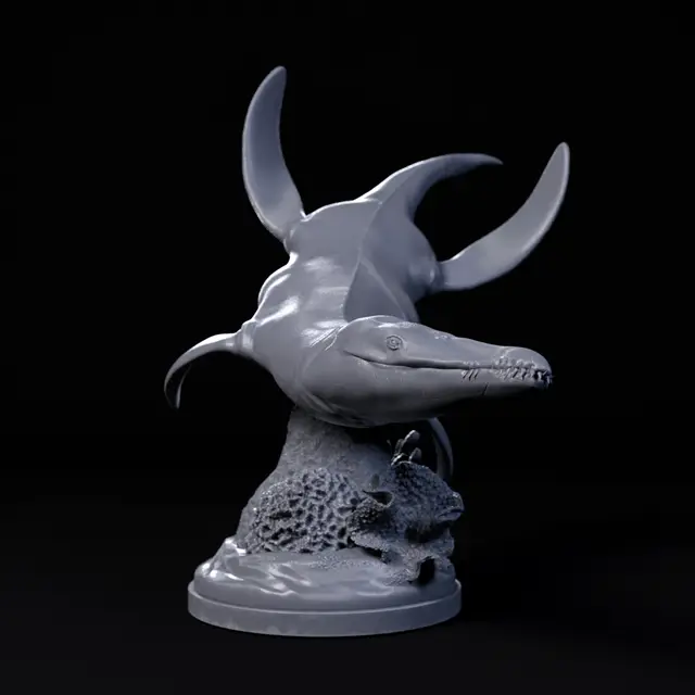 Liopleurodon swimming 1-35 scale pre-supported FREE sample model - marine reptile — modelo 3D