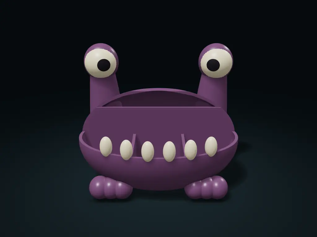 Toothy Monster Desk Organizer with Stepped Compartments — modelo 3D