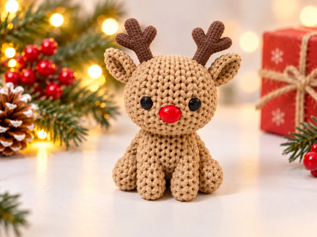 Knitted Christmas Reindeer - No Glue, No AMS — modelo 3D