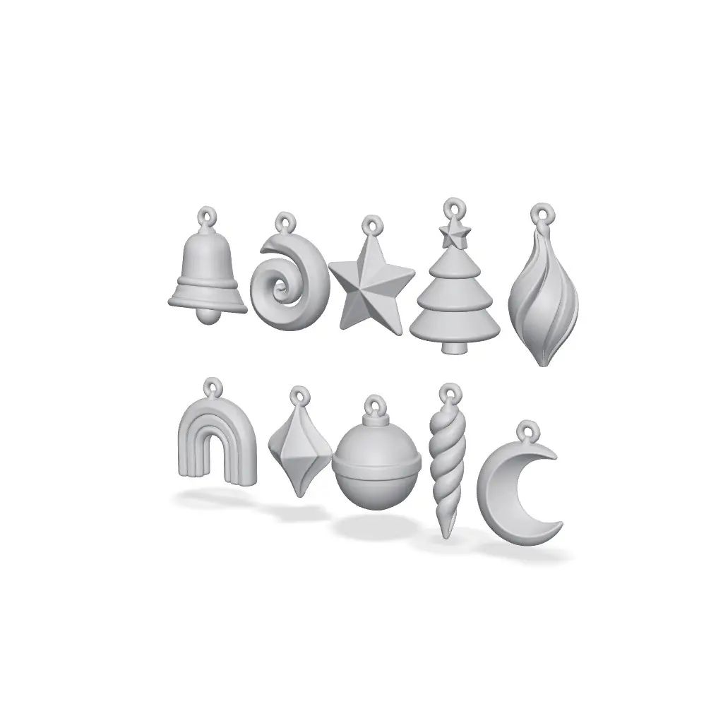 Modern Christmas Ornament Set - 9 Designs — modelo 3D