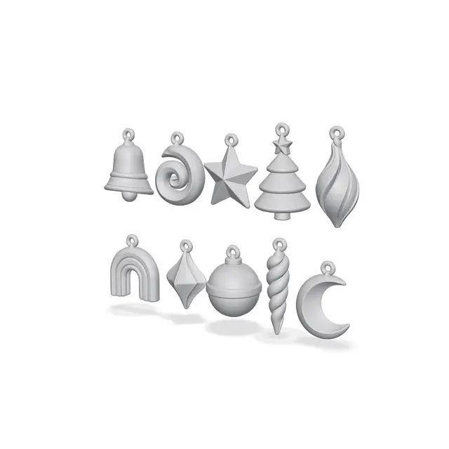 Modern Christmas Ornament Set - 9 Designs — modelo 3D