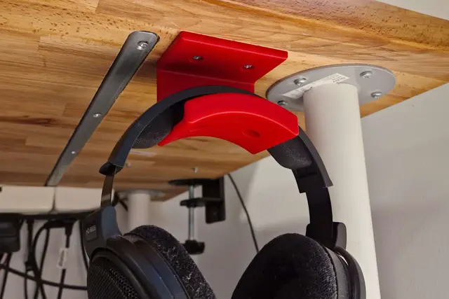 Wider Headphone hanger - Under desk w/ cable management — modelo 3D