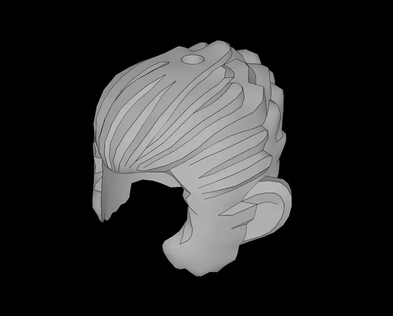 Lego Compatible (53094.dat) Minifig Hair and Sideburns Swept Back with Molded Ears — modelo 3D