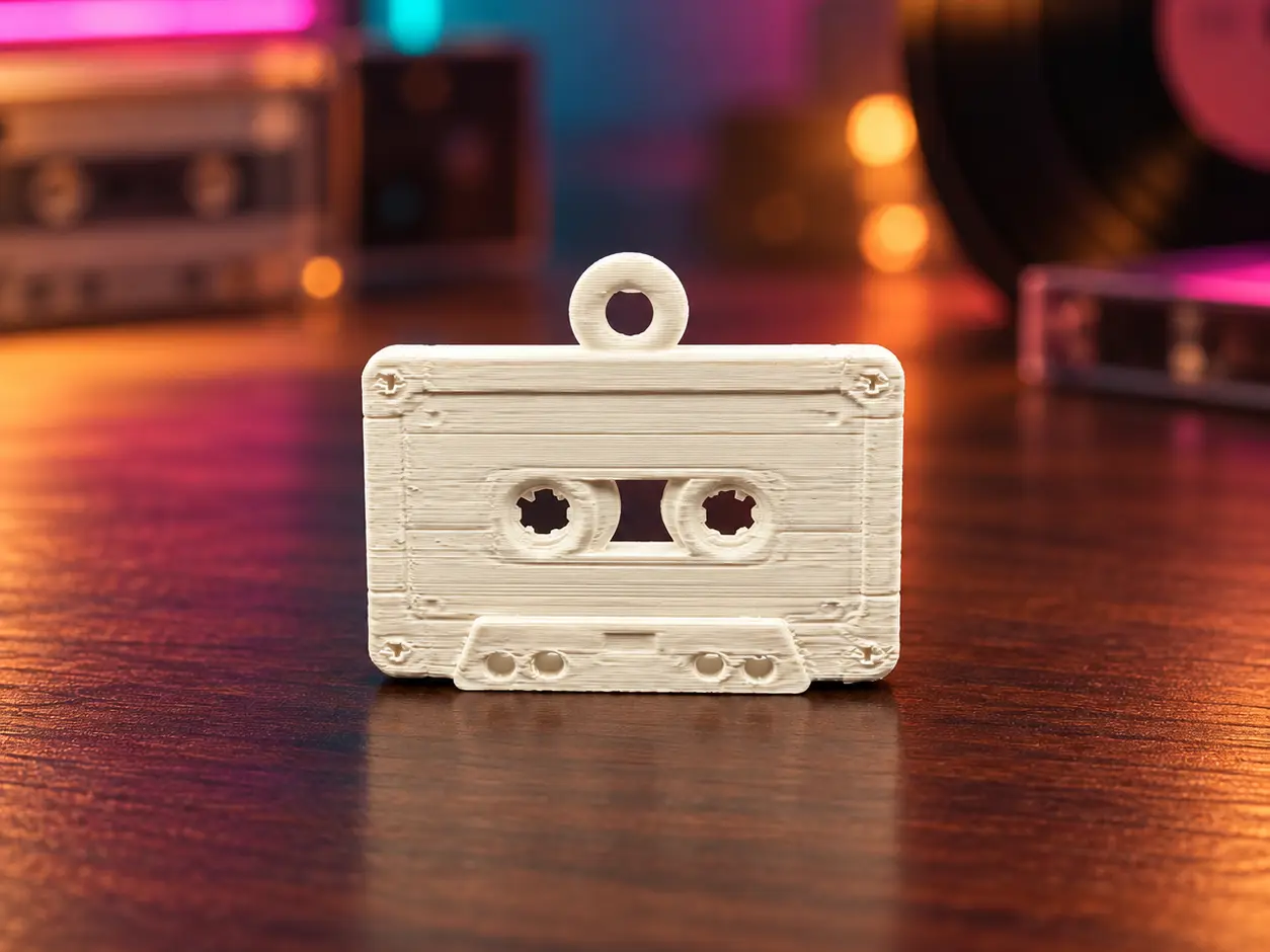 Retro Cassette Keychain – 3D Printed Music Charm — modelo 3D
