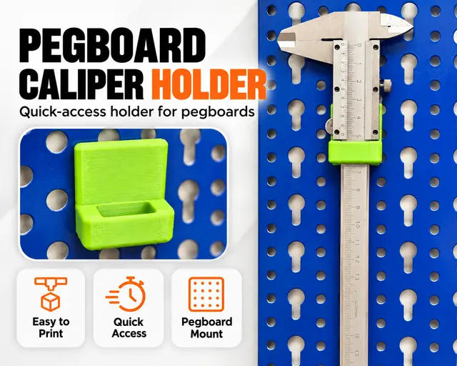 Pegboard caliper holder — modelo 3D