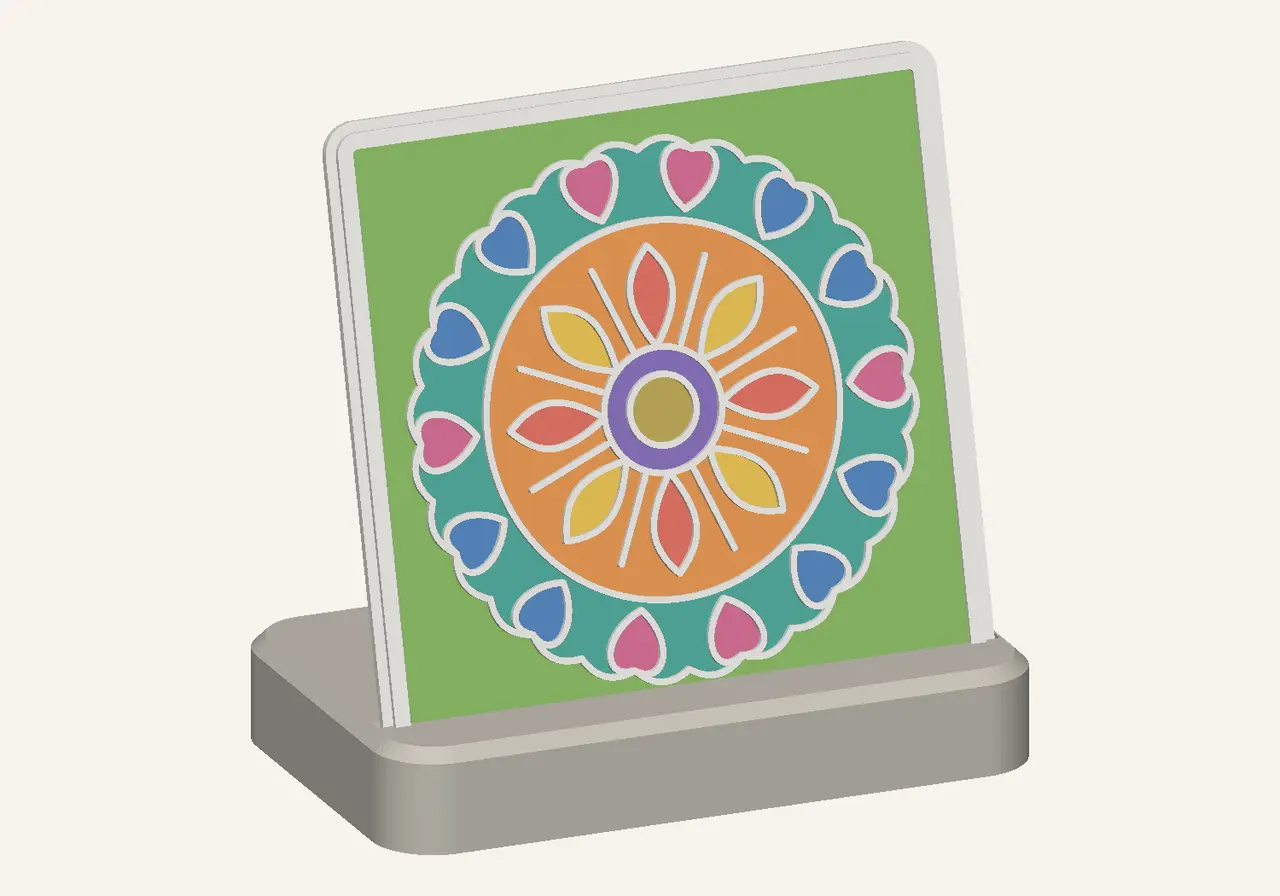 Mandala Glow — Colour-In Night Light | 4 Swappable Mandala Panels + Stand | No Supports — modelo 3D