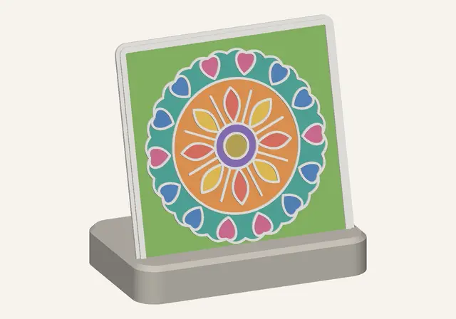 Mandala Glow — Colour-In Night Light | 4 Swappable Mandala Panels + Stand | No Supports — modelo 3D