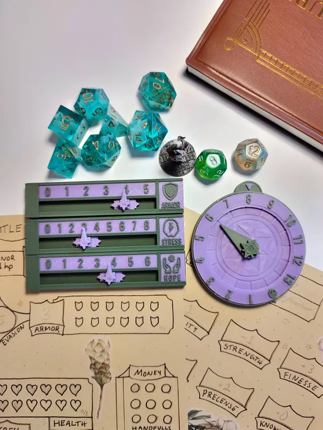Daggerheart tracker - HP, Stress, Hope, Armor — modelo 3D