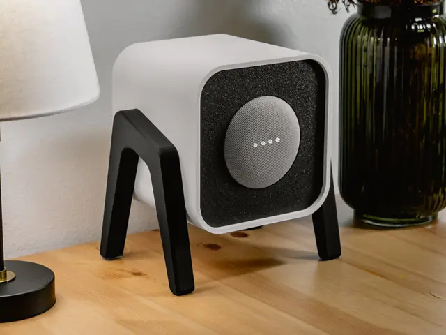 v3 - Google Home Mini Speaker Housing - Retro Modern - with Swappable Face Plates — modelo 3D