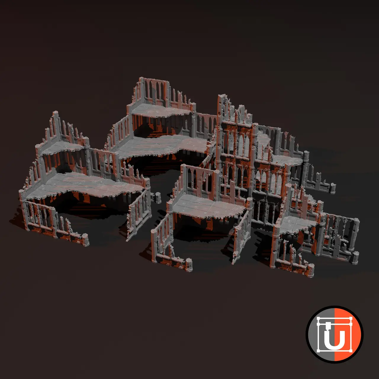 SciFi Gothic Terrain - Full Buildings — modelo 3D