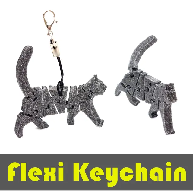 Flexi Articulated Keychain - Cat — modelo 3D