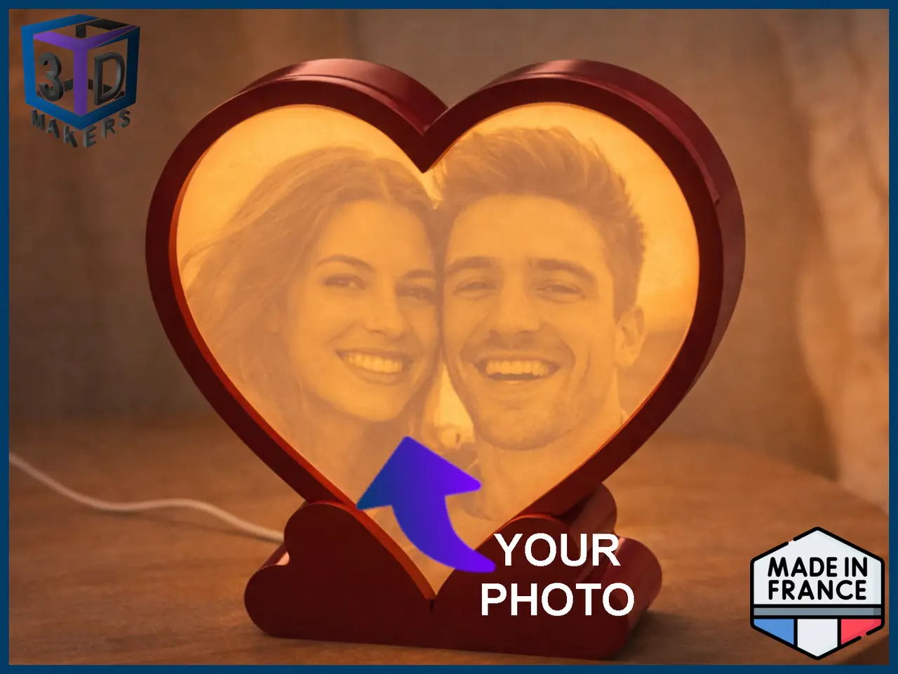 Heart-Shaped Lithophane Light Frame — modelo 3D