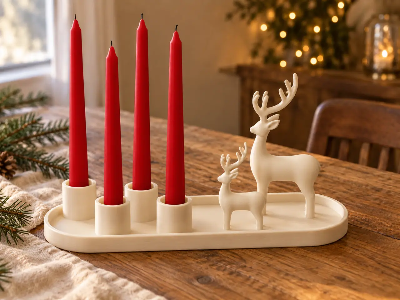 Nordic Deer Candle Holder — Christmas Centerpiece — modelo 3D