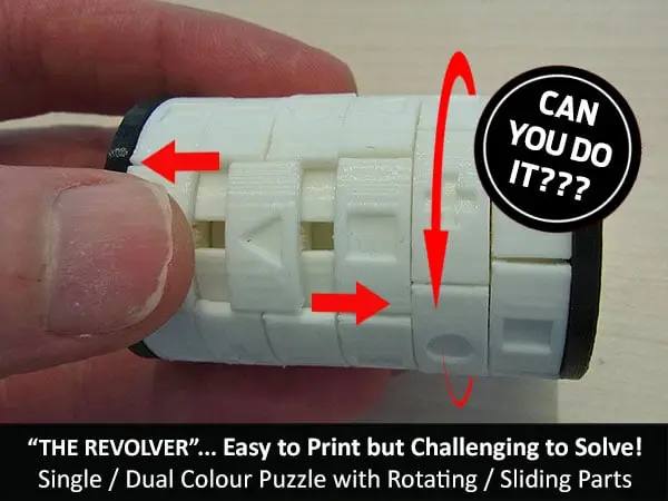 The "Revolver" - One Colour Print version of this Challenging Revolving Puzzle — modelo 3D