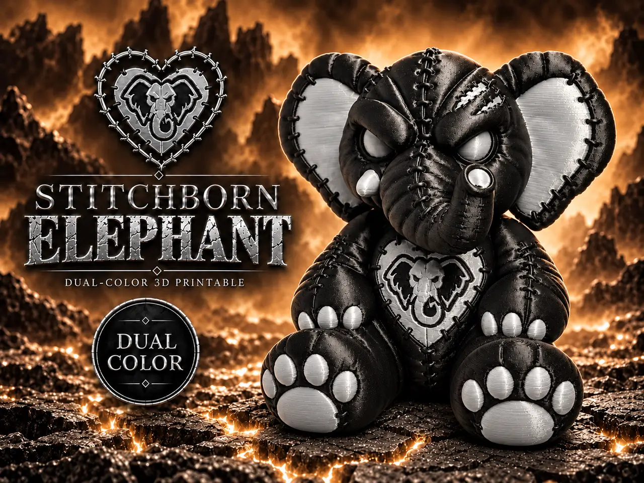 Stitchborn Elephant – Dual Color Guardian — modelo 3D
