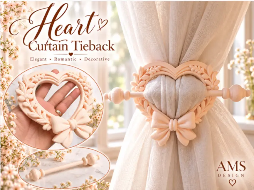 Elegant Heart Curtain Tieback — modelo 3D