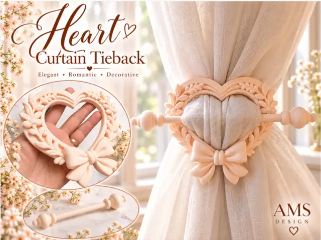 Elegant Heart Curtain Tieback — modelo 3D