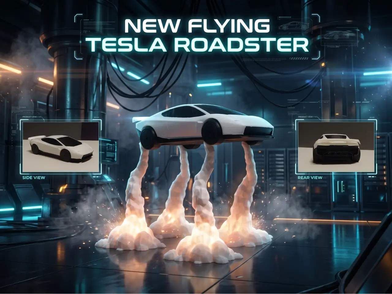 Flying New Tesla Roadster (Thruster Stand Edition) — modelo 3D