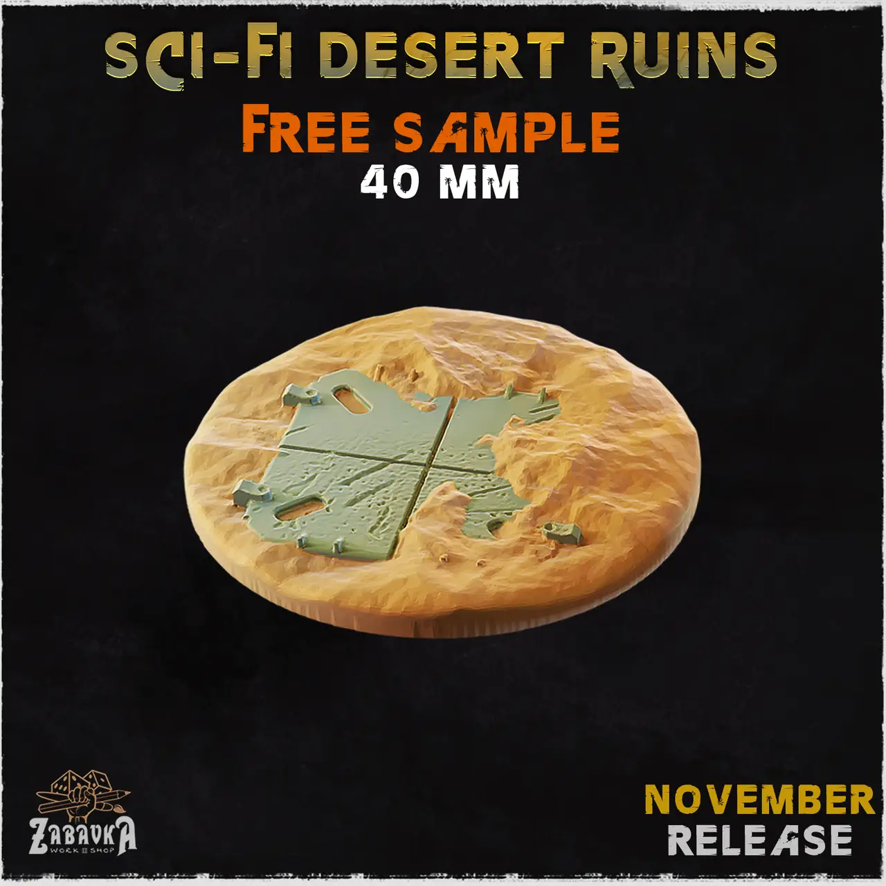 Sci-Fi Desert Ruins - Bases & Toppers (Free Sample) — modelo 3D