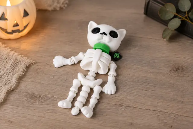 Toxic Skeleton Cat – Articulated Halloween Flexi Toy — modelo 3D