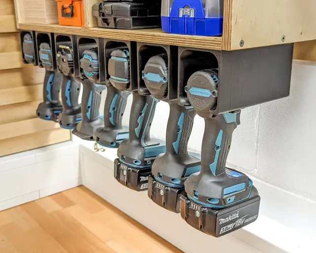 Universal cordless Drill Holder/Mount (Makita, DeWalt, Bosch, Festool ...) — modelo 3D